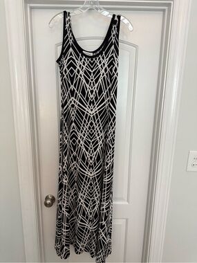 Calvin Klein Black and White Geometric Maxi Dress